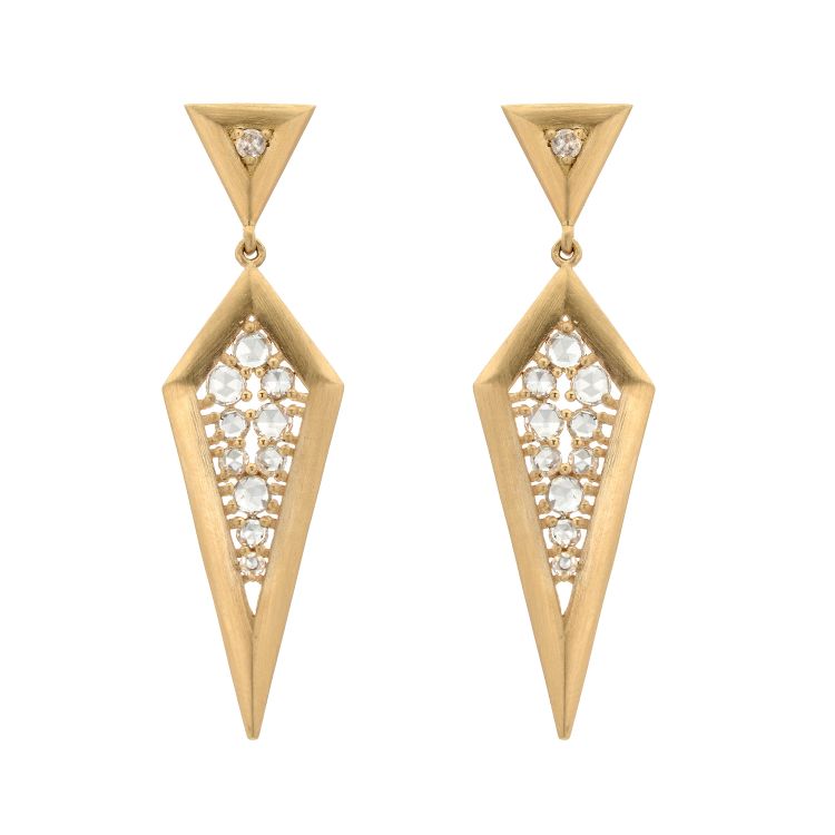 Bavna 18-karat yellow gold earrings with rose- and brilliant-cut white diamonds