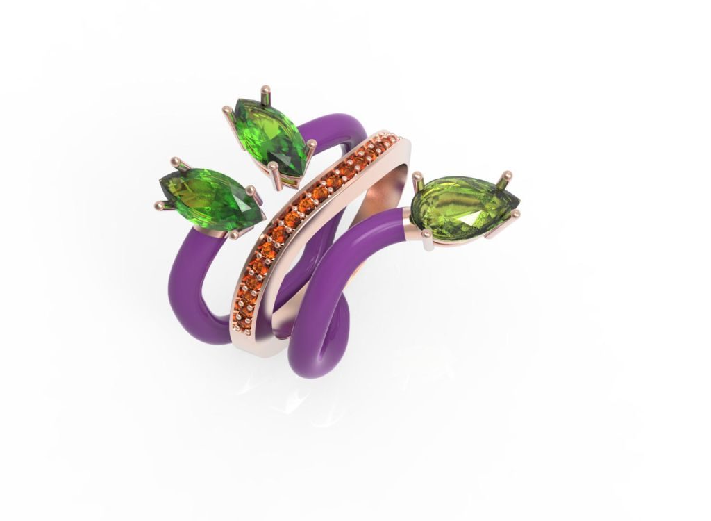 You're So Vine gold and purple enamel ring by Bea Bongiasca Jewellery