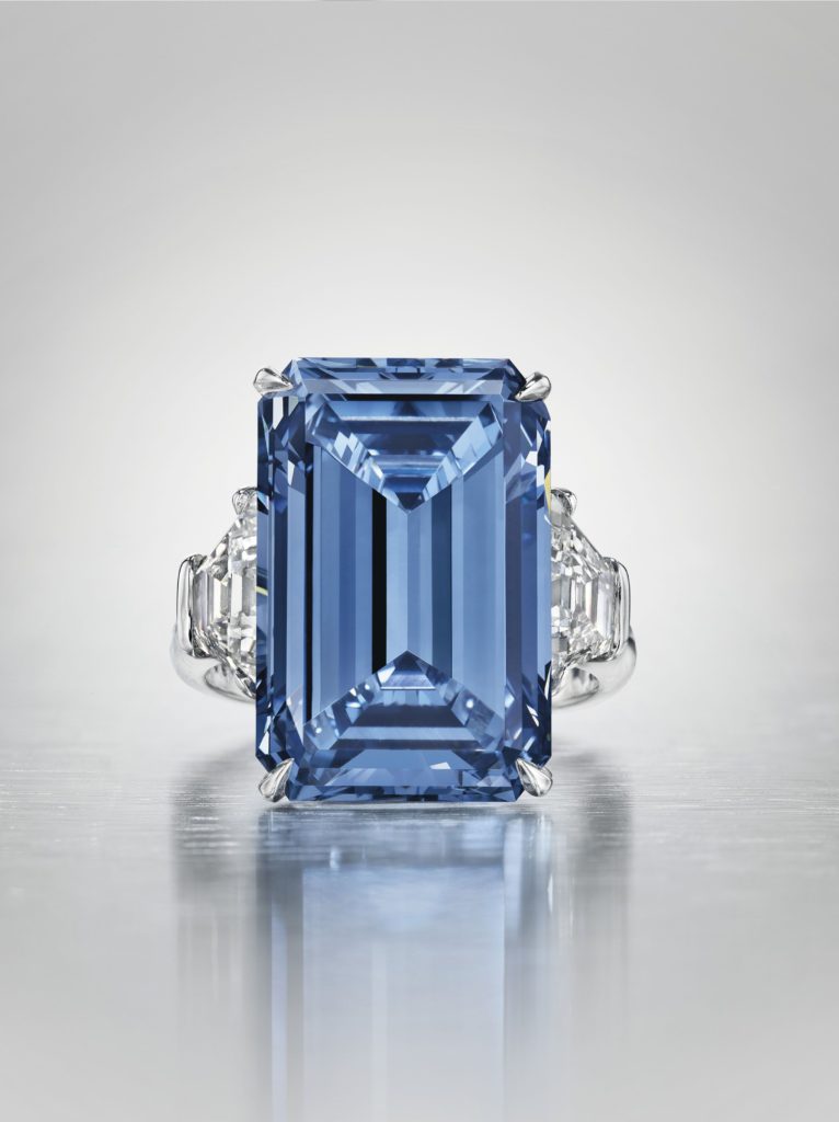 The Oppenheimer Blue, the largest vivid blue diamond ever to come to auction. Image: Christie's.