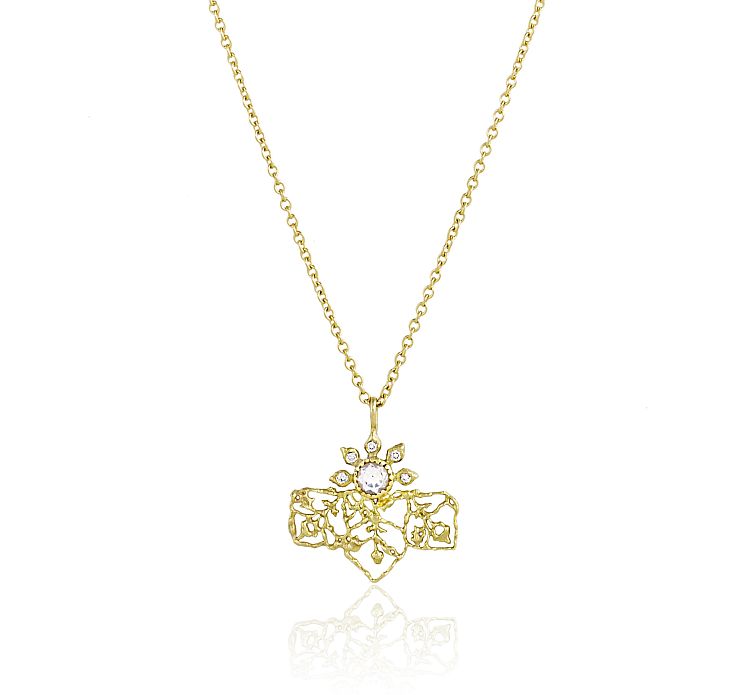 Natalie Perry, Floral Fragments, Diamond Petal Pendant with diamonds