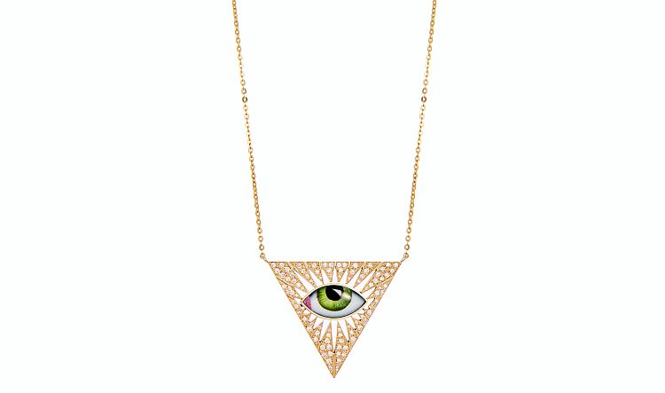 Lito Petit Green necklace in 14-karat
yellow gold, diamonds and enamel. 