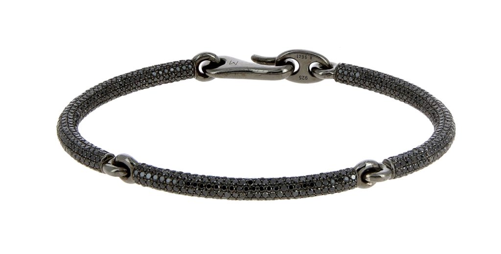 Blackened silver and black diamond bracelet by Maor Cohen at Mad Lords