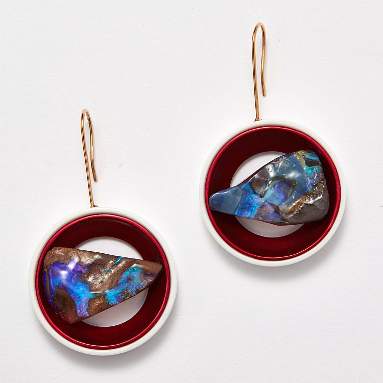 Lingjun Sun opal earrings. 