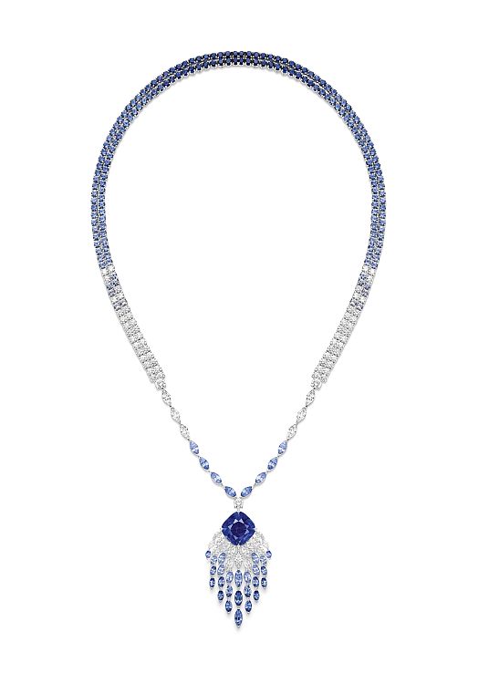 Piaget Blue Waterfall transformable necklace from the Golden Oasis collection. 