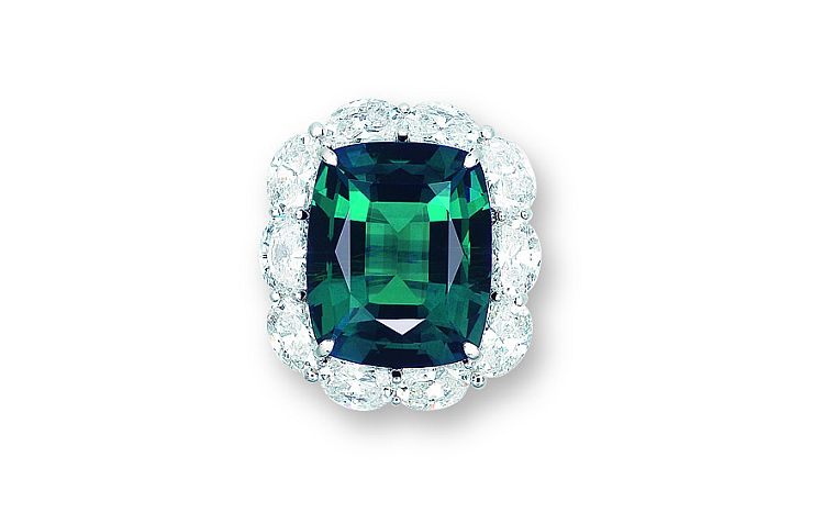 This diamond ring is set with a  15.58-carat natural and untreated Brazilian alexandrite. Estimated at $570,000-830,000 it sold for over $920,000 at Christie's Hong Kong in 2012. Image: Christie’s. 