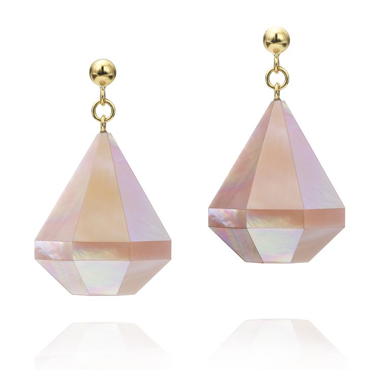 Mélanie Georgacopoulos Facets Diamond Pink earrings, gold, mother-of-pearl.