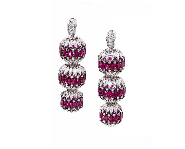 Karen Suen ruby and diamond earrings. 