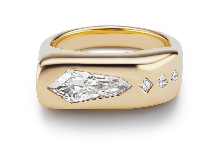 Brent Neale gypsy ring in yellow gold with diamonds. 