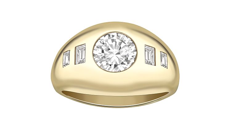 Hattie Rickards yellow gold gypsy ring with diamonds. 
