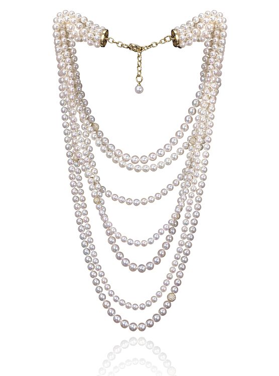 Seven-row Sunset necklace with 570 Japanese Akoya cultured pearls. 