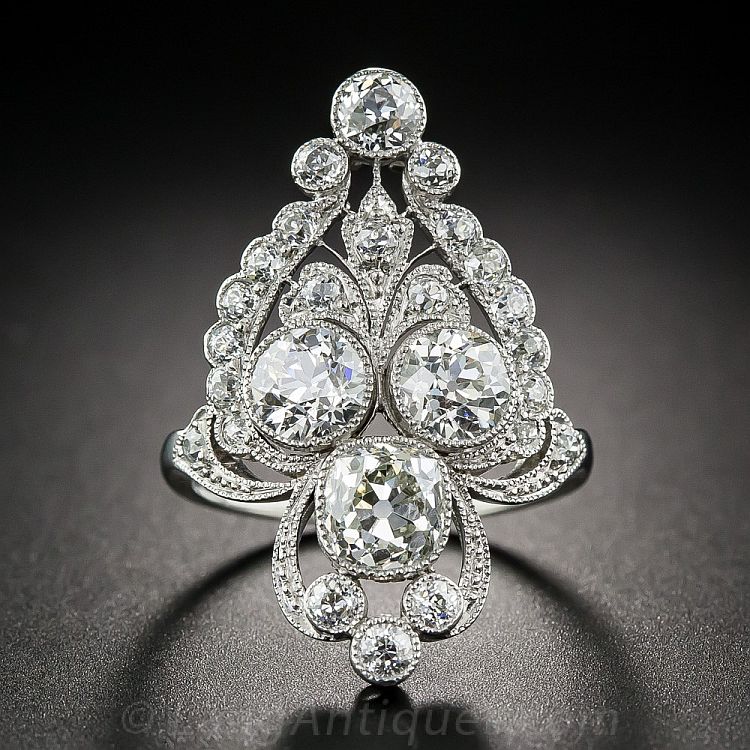 Marcus & Co. Edwardian diamond dinner ring. Image: Lang Antiques & Estate Jewelry. 