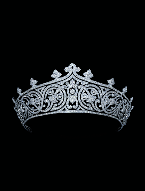 Fleuron-motif tiara in platinum and diamonds, belonging to Edwina, Countess Mountbatten of Burma, the last Vicereine of India, designed by Joseph Chaumet, 1934. Image: Sotheby's. 