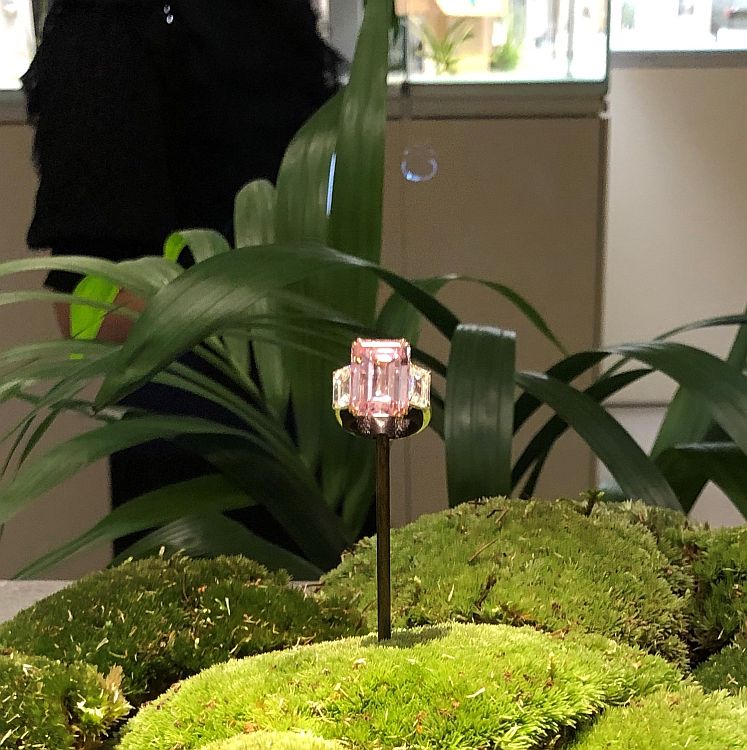 The Perfect Pink: An emerald-cut, 14.23-carat, fancy-intense-pink diamond from Symbolic & Chase.