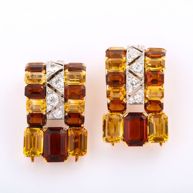 Cartier two-color citrine clips from A La Vieille Russie.
