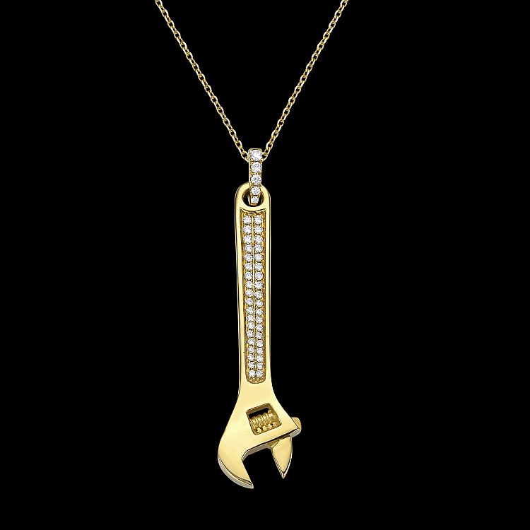Narcisa Pheres 18-karat yellow gold and diamond pendant with chain from the Fluidity collection. 