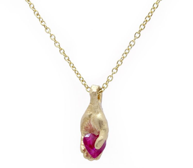 Fraser Hamilton Given Heart pendant in 9-karat gold with ruby.