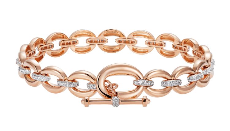 Nadine Aysoy 18-karat rose gold bracelet with rhodium diamonds.