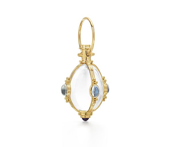 Temple St Clair Amulet pendant with rock crystal in yellow gold. 