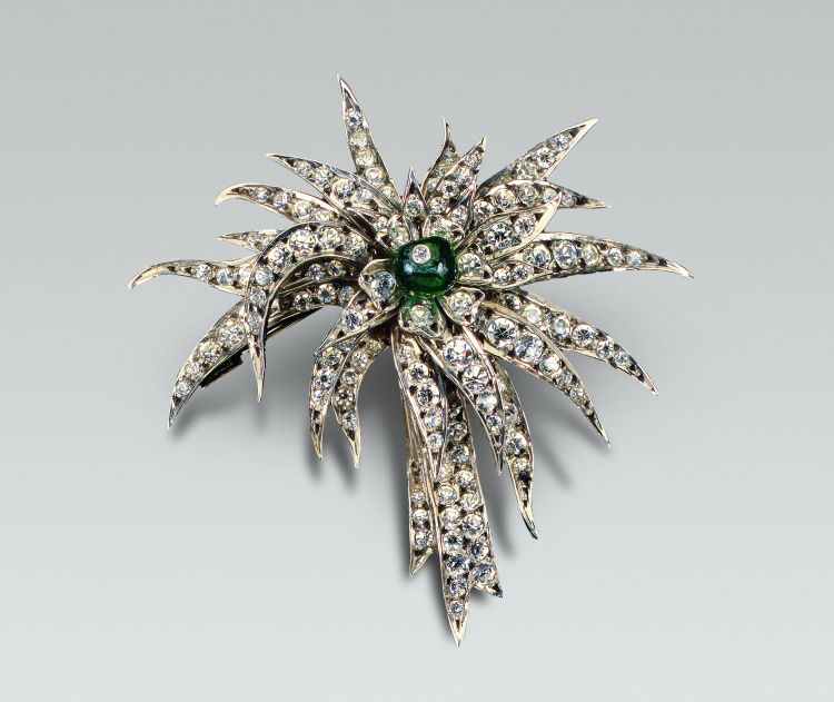 Flower brooch attributed to Christian Dior, circa 1950.
