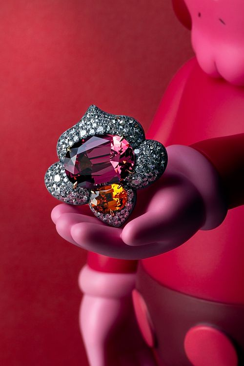 David Michael Ring set with a 15.56-carat red spinel and diamond. 