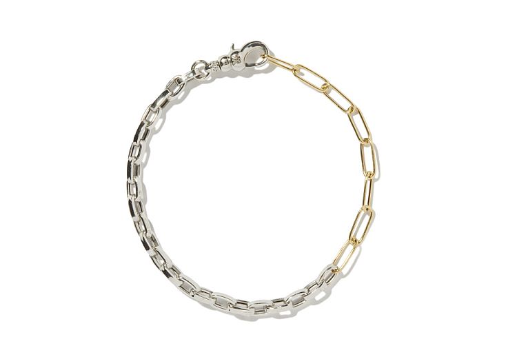Milamore Duo Chain I bracelet in 18-karat yellow and white gold, with a diamond-set clasp. 