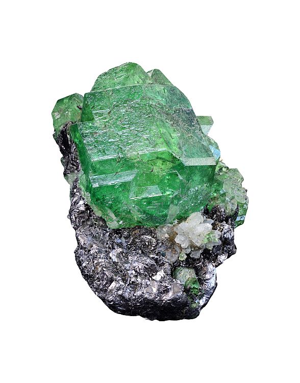 Tsavorite, or tsavolite, is a variety of the garnet group species known as grossular, a calcium aluminum garnet. Trace amounts of vanadium or chromium give the stone its green color. Image: Shutterstock. 
