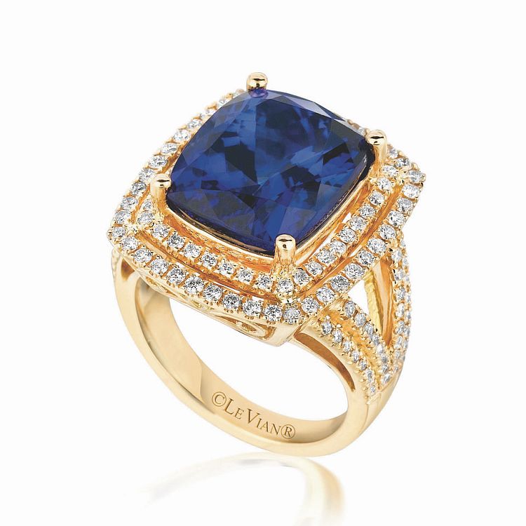 Le Vian 14-karat gold ring set with a Blueberry Tanzanite and Vanilla Diamonds. 