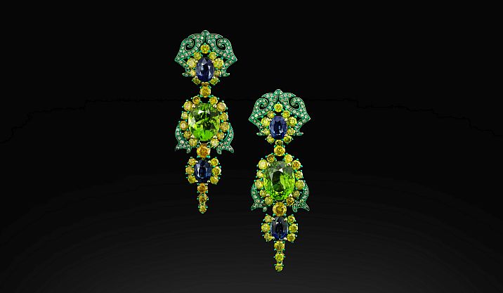 Austy Lee  Accacia Fall earrings Arkansas Peridot & Sapphire & Diamond Earrings