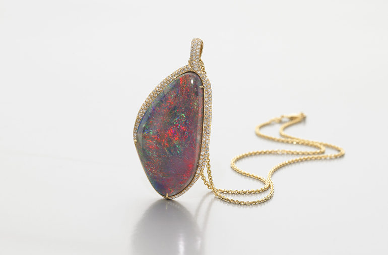 Jeffrey Bilgore red opal pendant