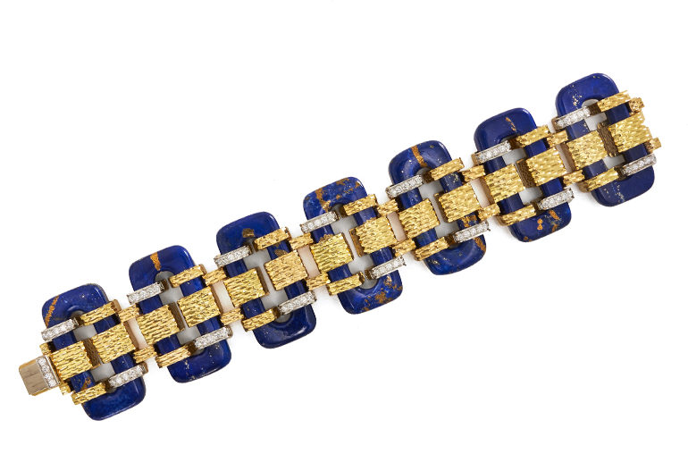 Lapis Lazuli, diamonds and gold bracelet by David Webb