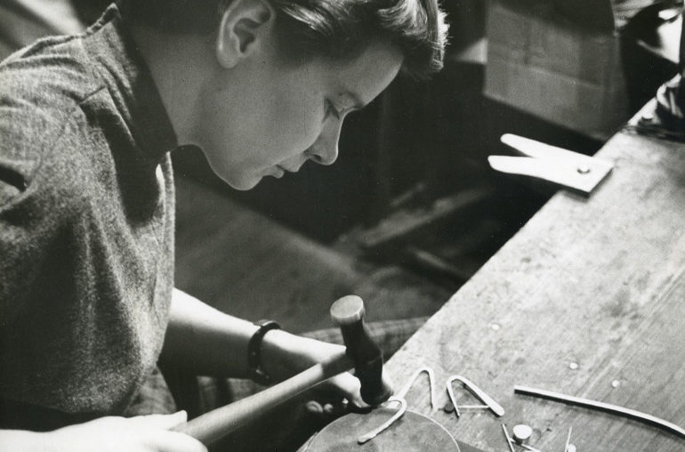 Betty Cooke at work in her studio on Tyson Street, circa 1947.