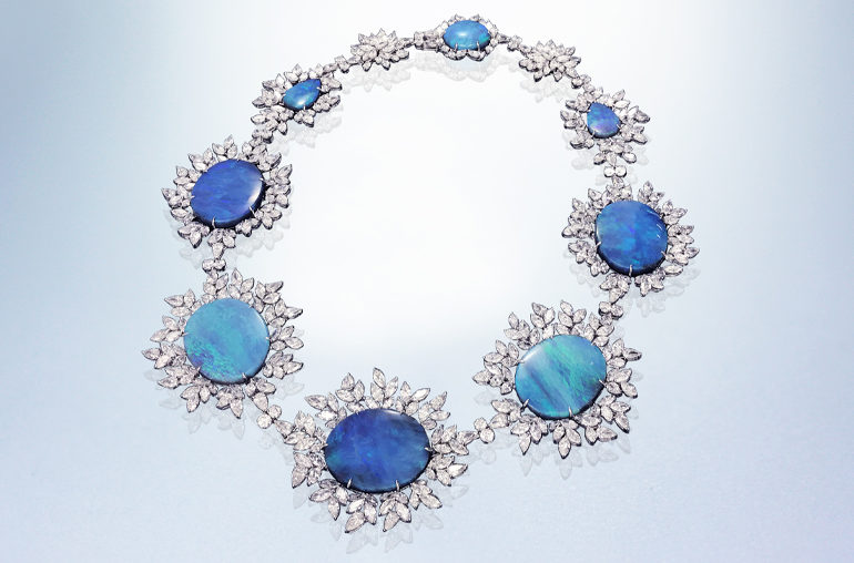Margot McKinney’s ‘Constellation’ necklace, a confection of Australian Lightening Ridge opals and diamonds.