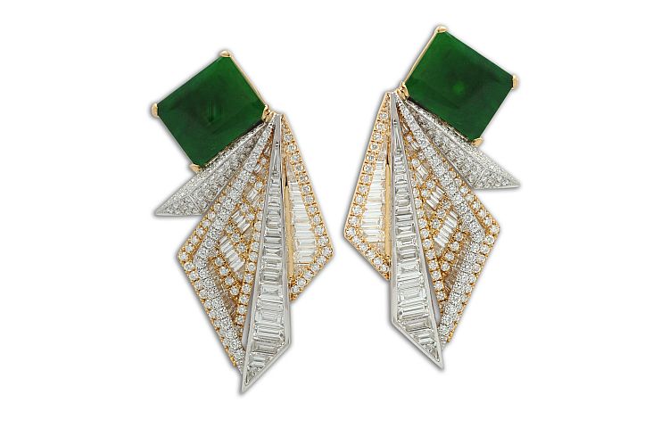 Jade and diamonds set in geometric design from the Origami collection by Kavant & Sharart.