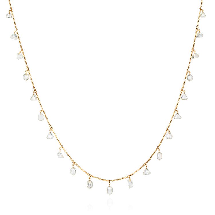 Manpriya B’s Dangling Diamond Fantasy Cut necklace. 