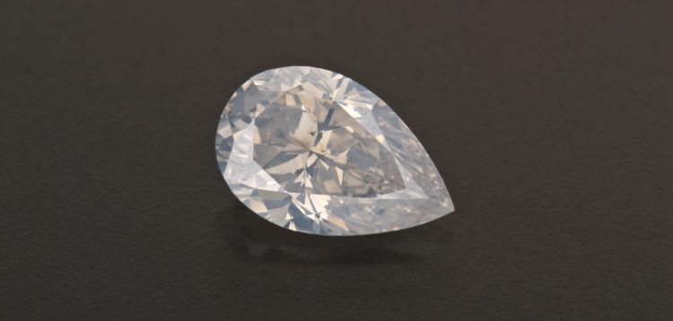 Pear-cut, 2.11-carat fancy white diamond from the Aurora Butterfly of Peace. Photo: Robert Weldon/GIA.