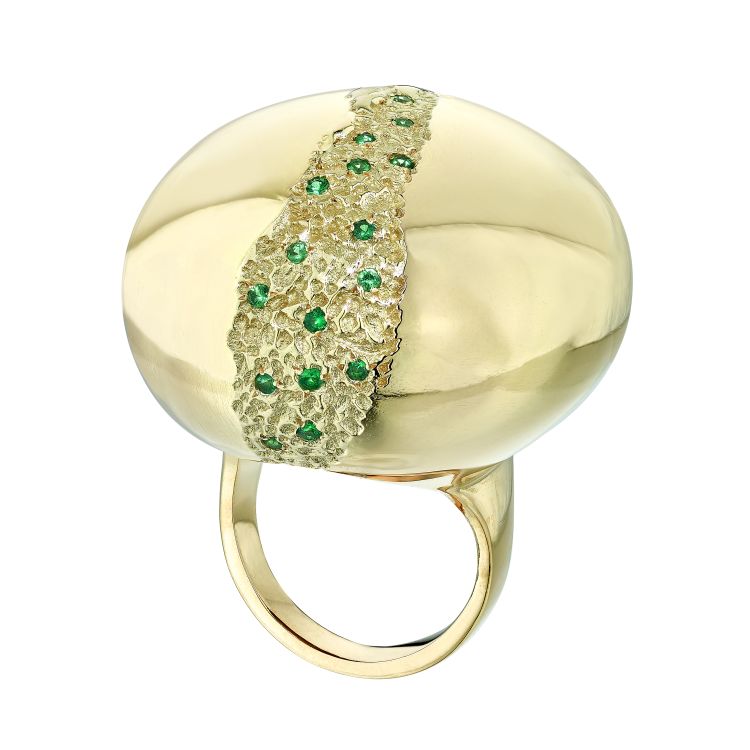 Emefa Cole-Heritage Afrika Series-18k gold ring with tsavorite garnets and diamonds