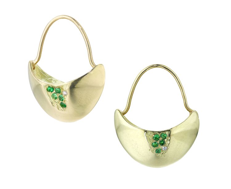 Emefa Cole Heritage Afrika Series-Savannah 18K gold earrings with tsavorite garnets and diamonds 