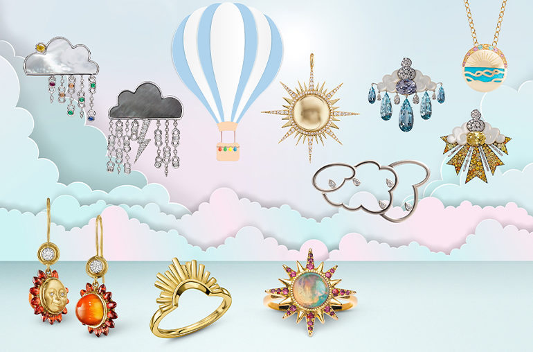 Rain or shine weather-themed jewelry