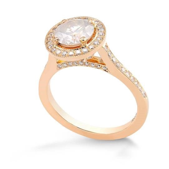 Leibish & Co. 1.18-carat fancy white diamond ring with colorless accent diamonds in 18-karat rose gold. 