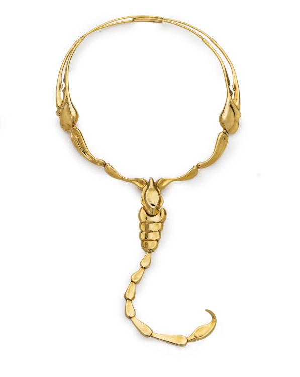 Elsa Peretti (b. 1940), Italy, works in United States and Spain, Scorpion Necklace, 1979, gold, Courtesy of the Cincinnati Art Museum, Collection of Kimberly Klosterman, Photography by Tony Walsh