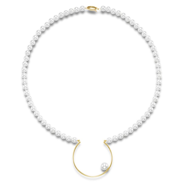 Mastoloni Horseshoe necklace with freshwater pearls.