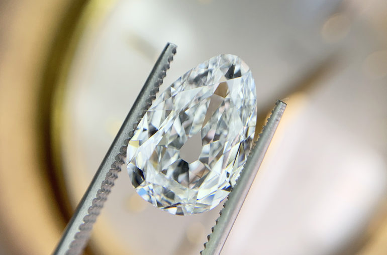 Old Mine Pear Shape Diamond 3.40ct Bernard Nacht & Company / Under the Crown