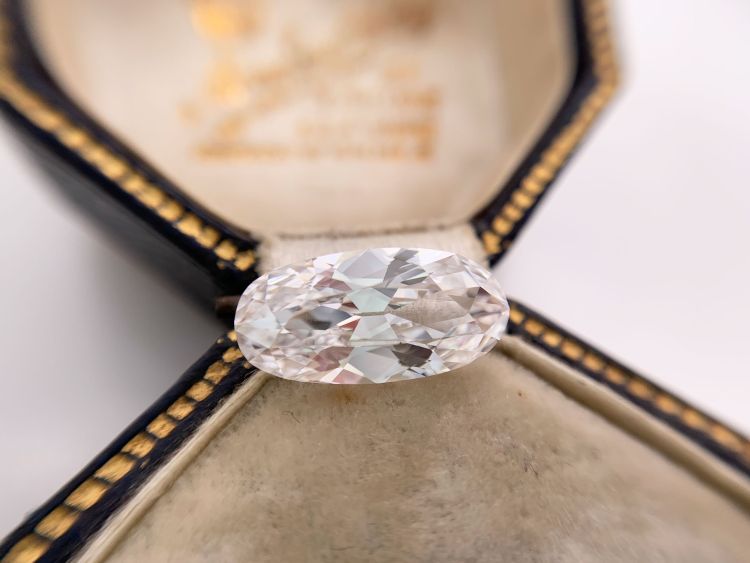 Elongated old oval shape, 3.35-carat, D, VS2, type IIa, "Golconda" diamond. Photo: Bernard Nacht & Company/Under the Crown.