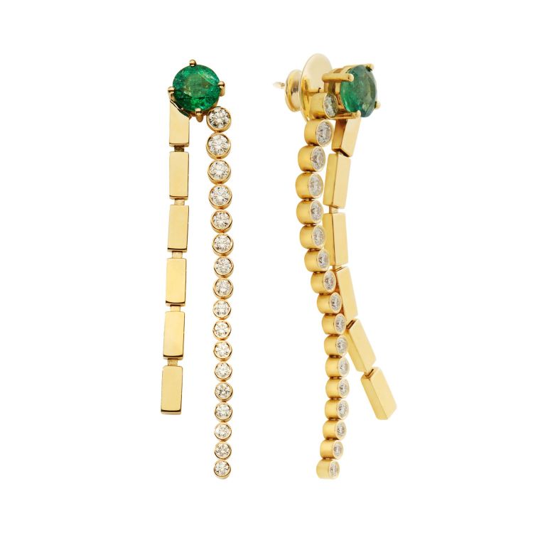 Ileana Makri-Cascade earrings-diamonds-emeralds 