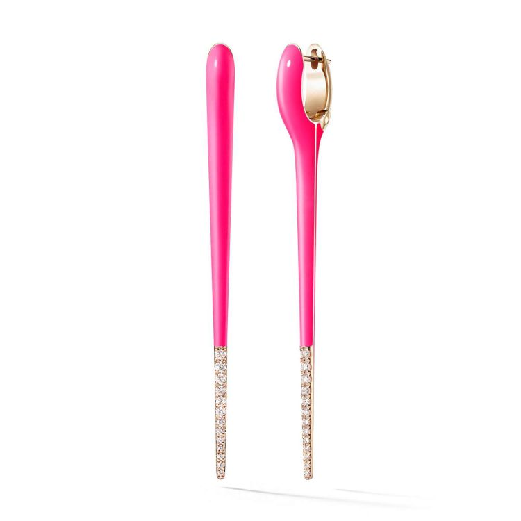 Melissa Kaye Lola Needle Earring - Large - Neon Pink
