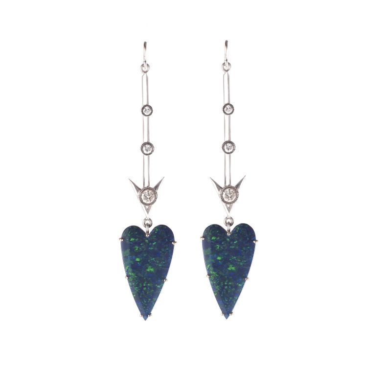 Silva & Cie shoulder-duster earrings-black opal-diamonds 