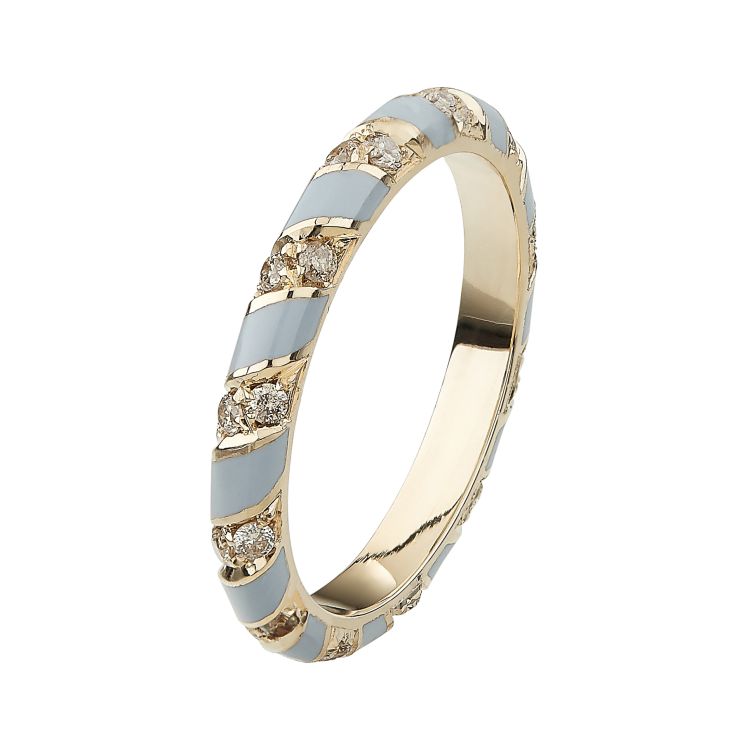 Alice Cicolini Candy Pave Band in 14-karat yellow gold with lacquer enamel and diamonds.