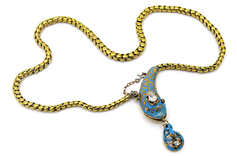 Victorian Enamel Snake Necklace at The Gold Hatpin
