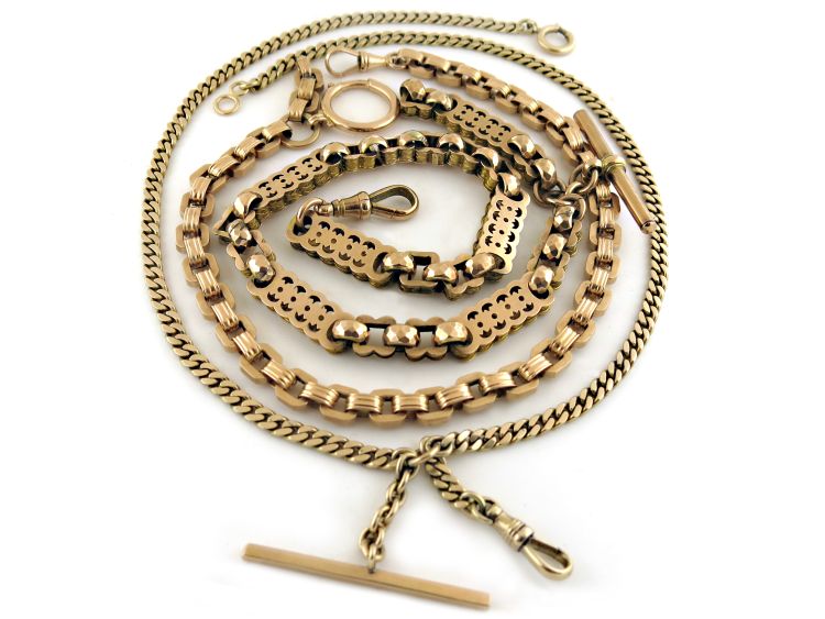 Antique and vintage watch chains. Photo: The Gold Hatpin. 