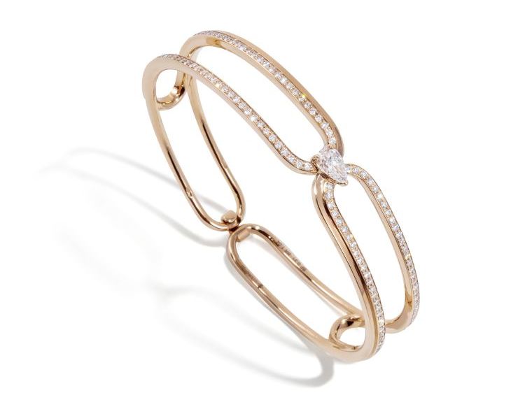 Gismondi Clip bracelet in 18-karat rose gold with diamonds. 